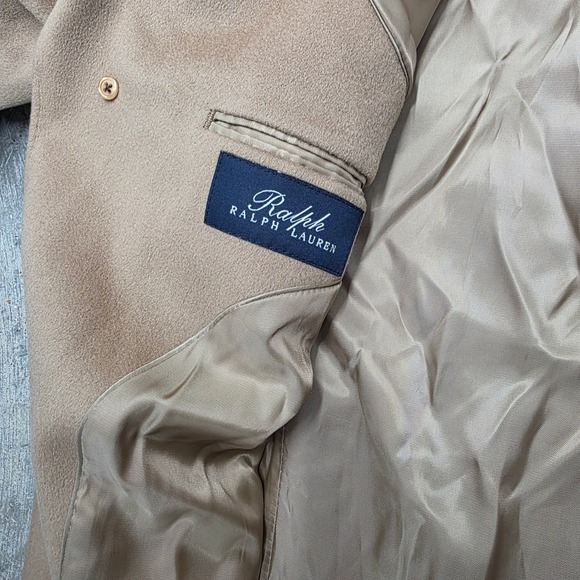 Vintage Ralph Lauren Men's Tan Wool Overcoat Loro Piana Fabric Made in Italy - Picture 2 of 7